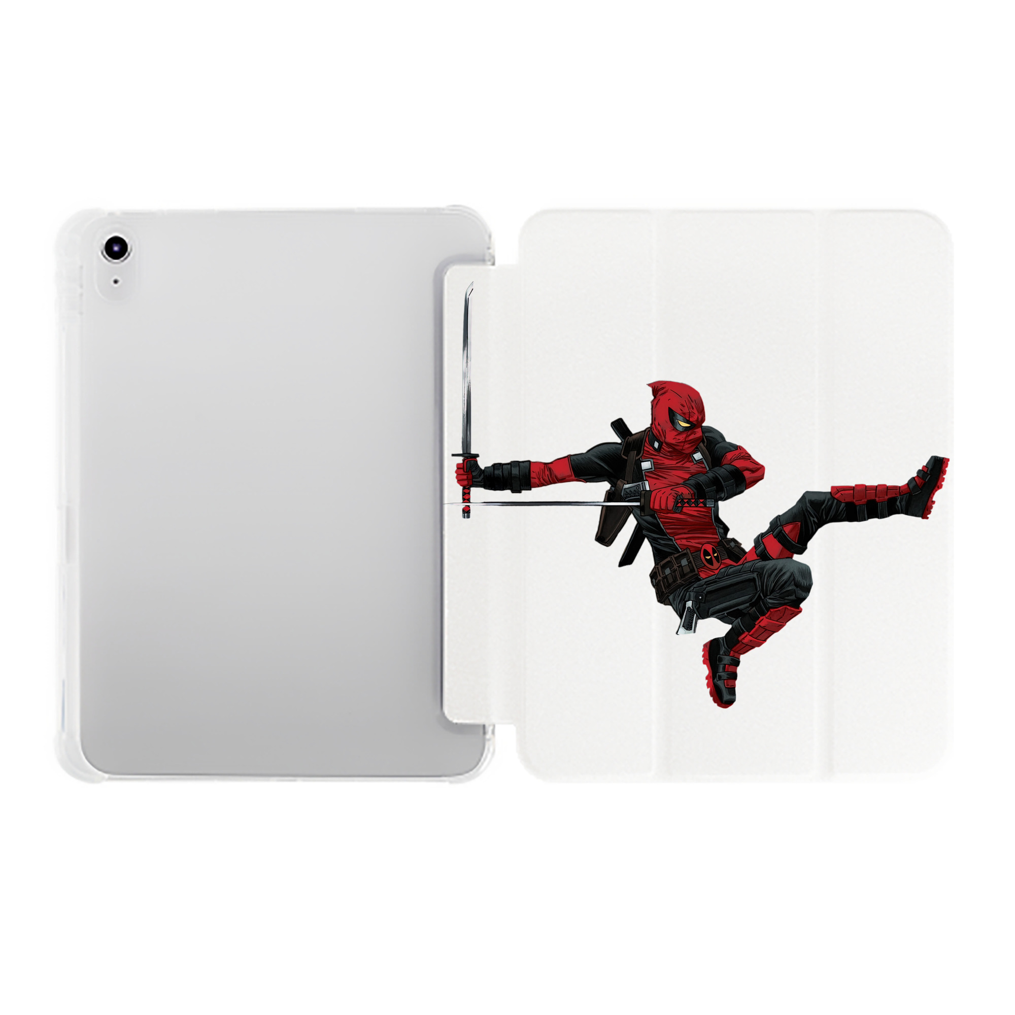 （画像用） Deadpool デッドプール IPad ケース ペン収納付き 三つ折りスタンド PUレザー×シリコン 対応機種9.5/10.5/10.9インチ